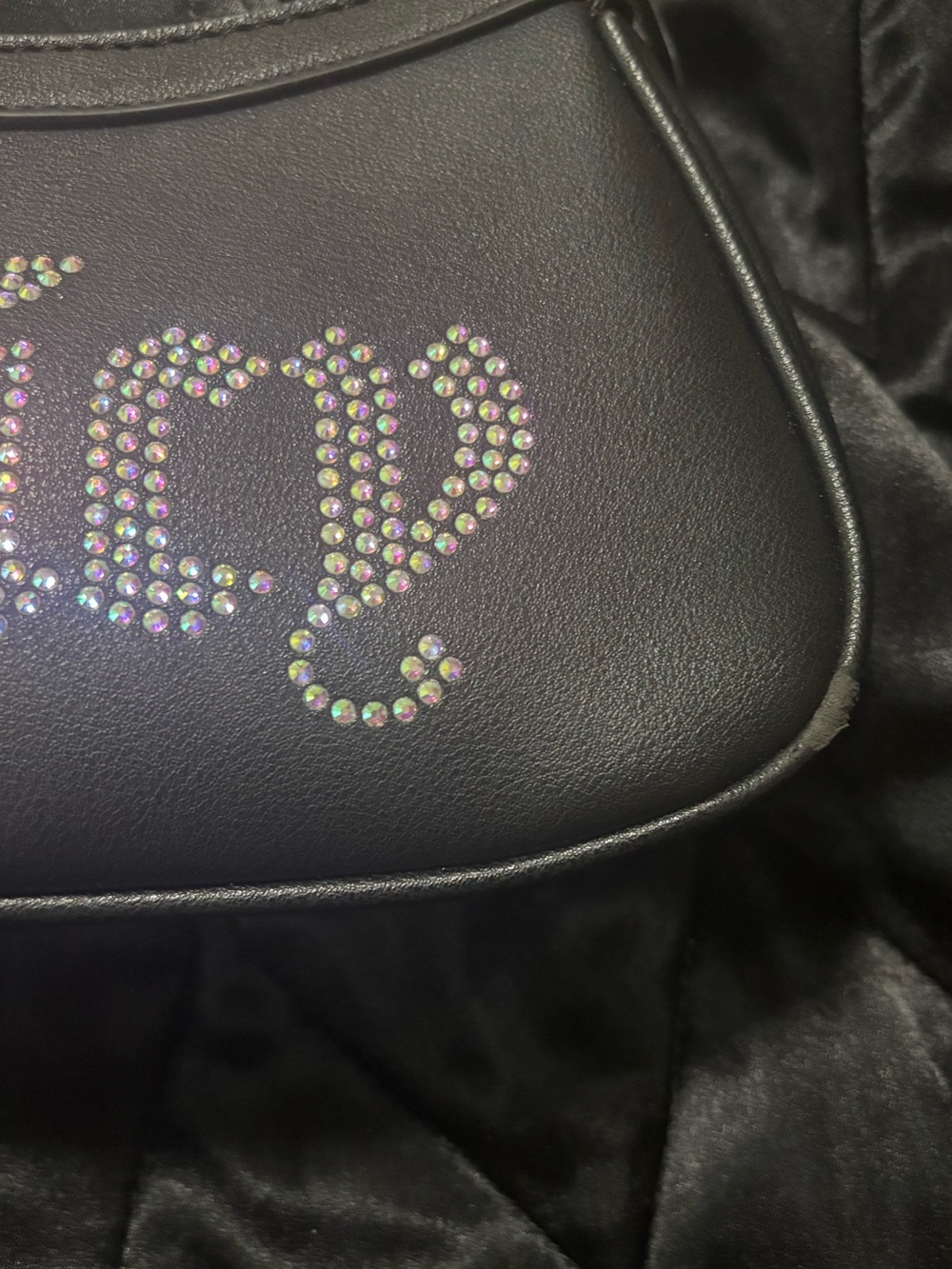 Juicy Couture Black Mini Shoulder Bag with Gold Chain and Crystal 'Juicy' Logo - Picture 3 of 7
